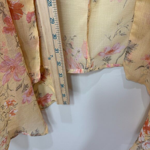 American Eagle NWT Women Floral Kimono Yellow OS Flowy Lightweight Boho Sheer - Picture 6 of 10